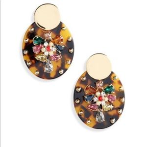 J. Crew Lucite and Crystal Shield Earrings